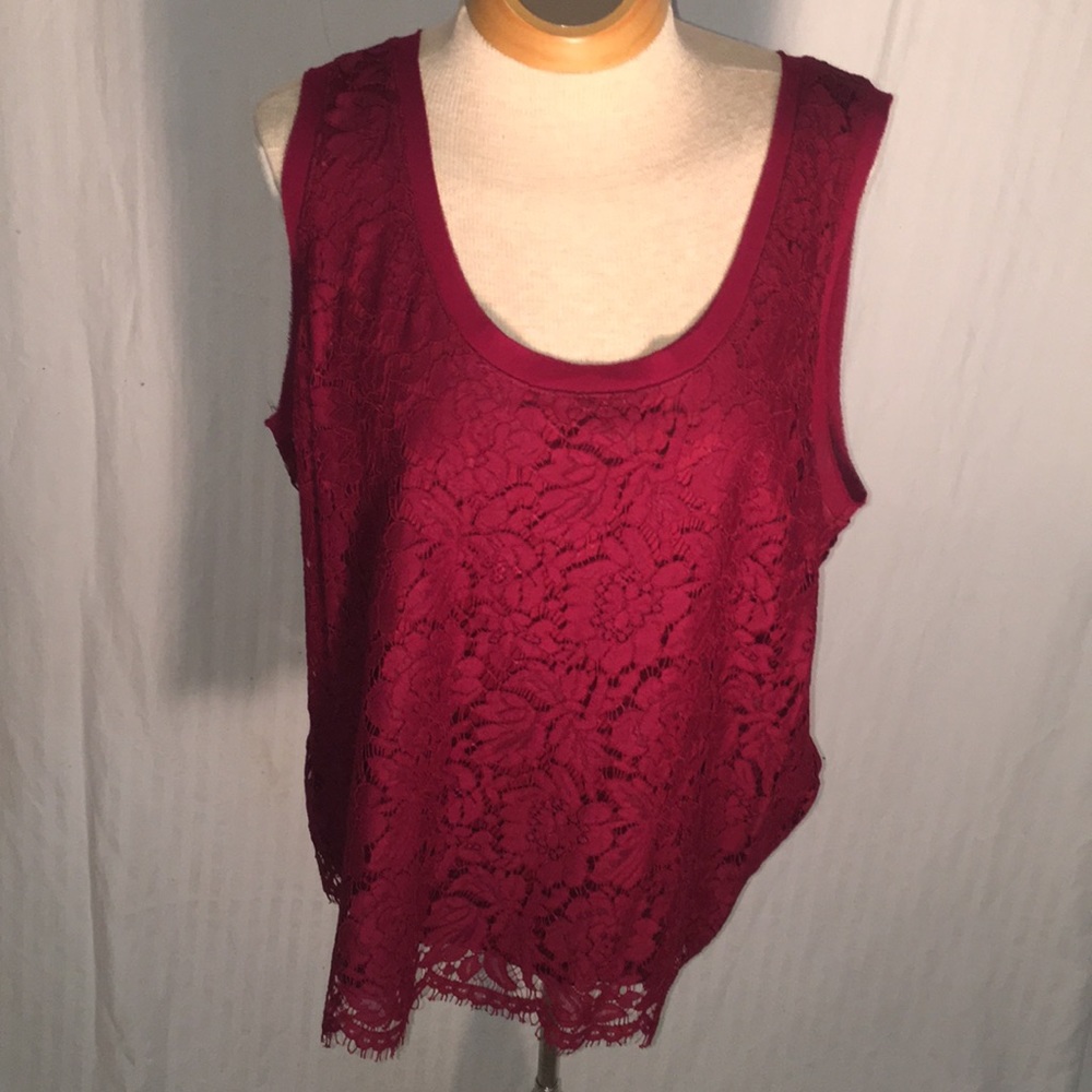 Banana Republic raw silk and lace overlay top
